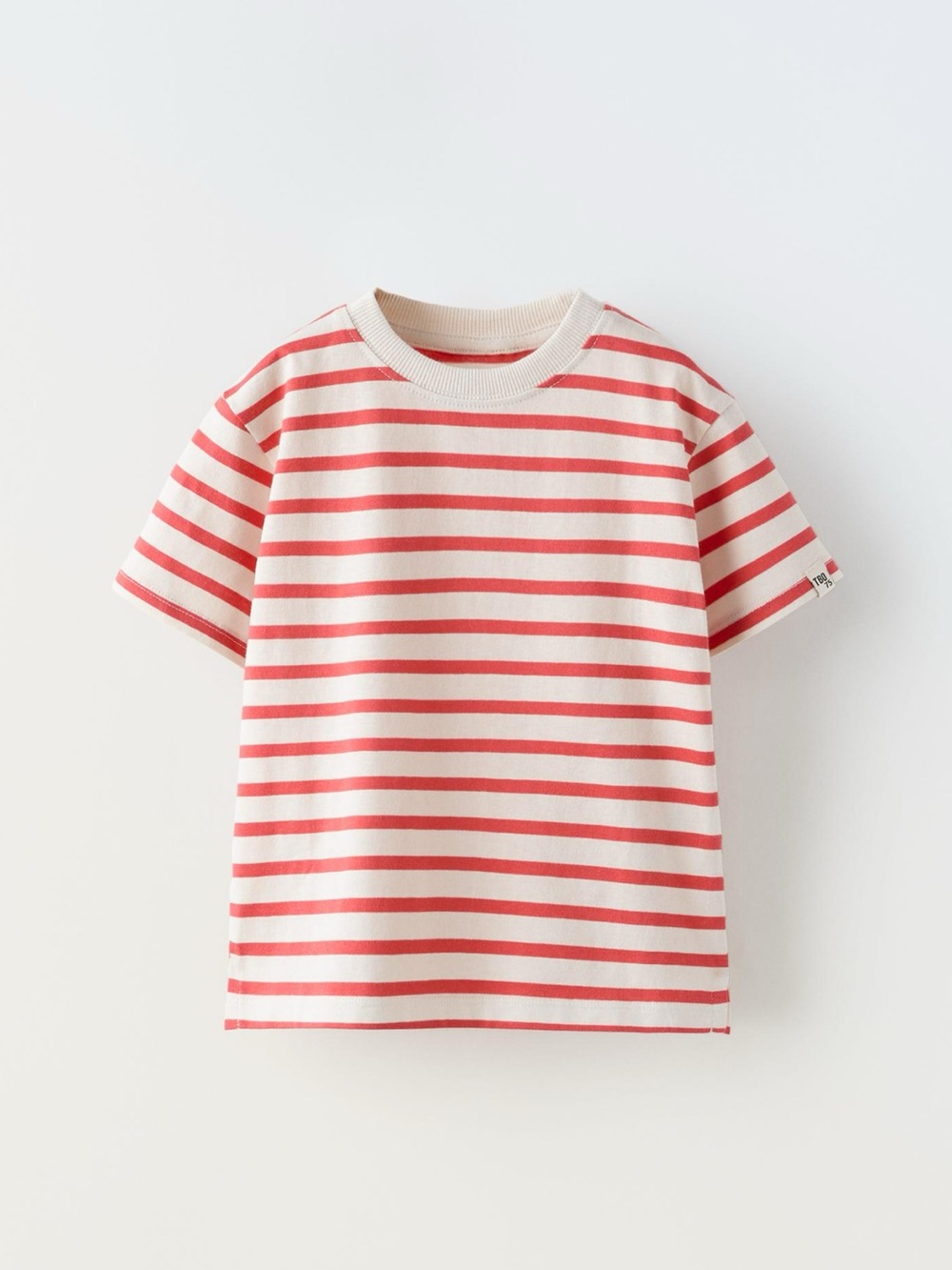 Zara Red and White Striped Short Sleeve Tee